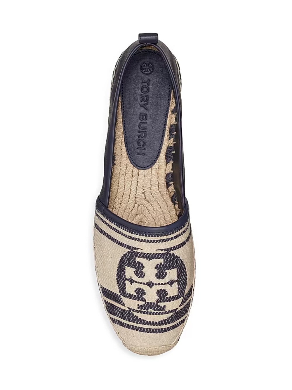 NWOT Tory Burch Logo Navy & Canvas-Leather Platform Espadrilles - Size 10.5 - Picture 2 of 12